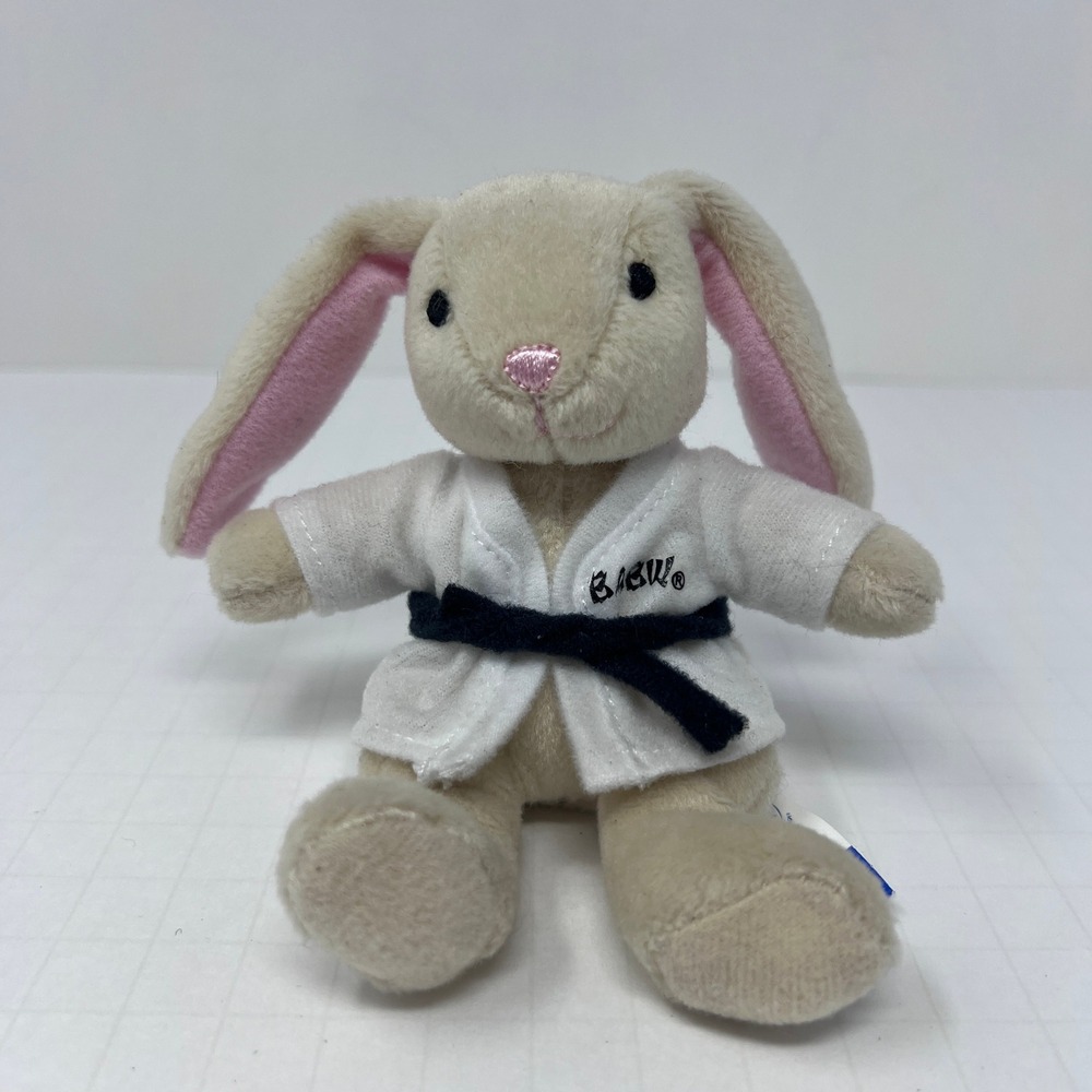 Build A Bear Pawlette Bunny 3 inch Tan Karate Martial Arts Black Belt Mini Plush